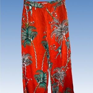 Robert Graham orangeTropical Print Wide Leg Pants size 10